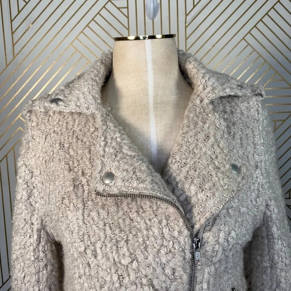 Anthropologie Elevenses Northland Moto Jacket Sweater Knit Cream Size Small - Picture 3 of 8